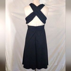 White House Black Market knee length halter dress, 0 (like a 2) cross open back